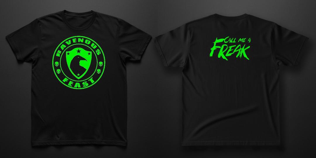 Mockup de franela Ravenous Feast frente y espalda